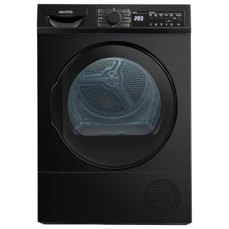 electriQ 12kg Heat Pump Tumble Dryer - A++ Rated, Sensor Dry - Black