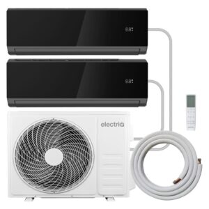 electriQ iQool Multi-Split 2 x 12000 BTU Smart Wall Mounted Split Air Conditioner with Heat Pump - Pipe Kits Included - Black