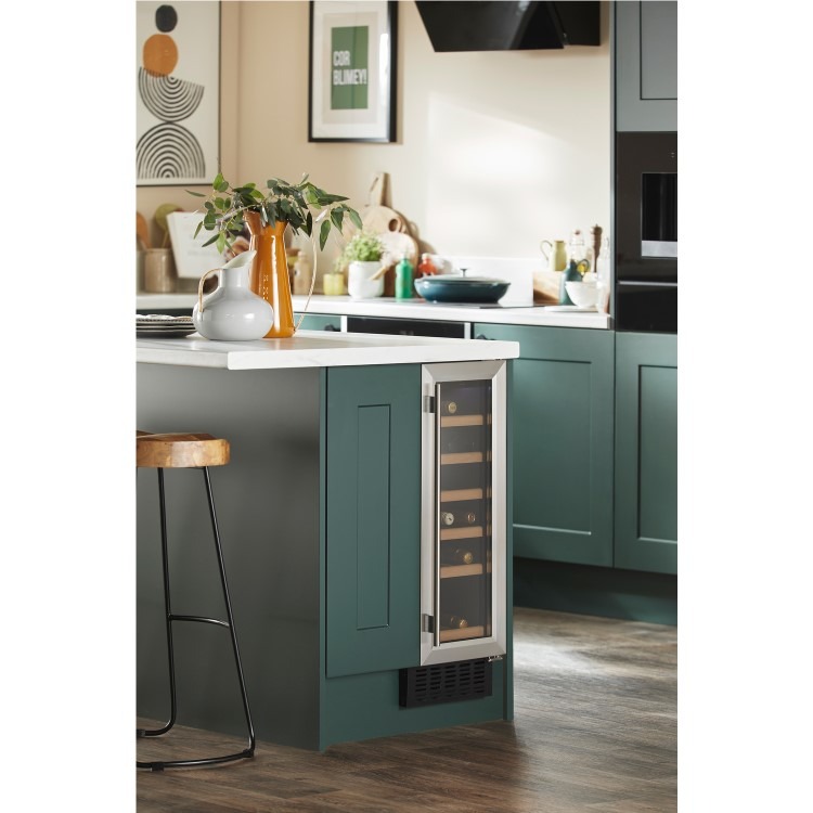 CDA 19 Bottle Capacity Single Zone Freestanding 30cm Under Counter Wine Cooler - Stainless Steel - Image 2
