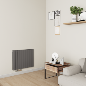Eco Eleganza Anthracite Horizontal Flat Aluminium Middle Connection Radiator 600x750mm Double Panel 3056 BTU