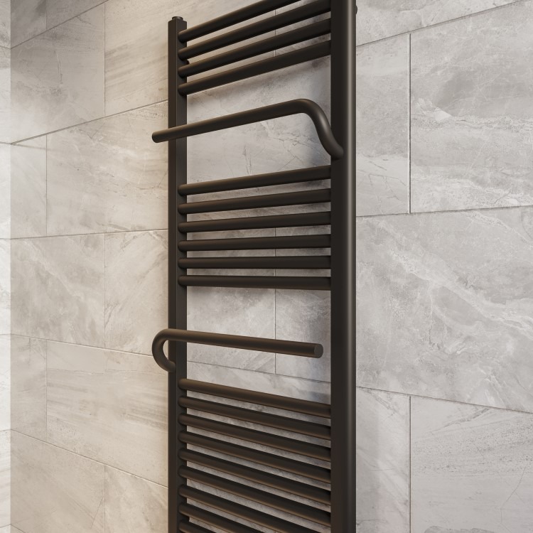 Black Towel Radiator 1200 x 500mm - Nazco - Image 2