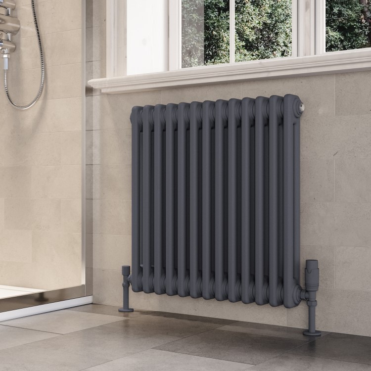 Anthracite Horizontal 2 Column Traditional Radiator 600 x 605mm - Nambi