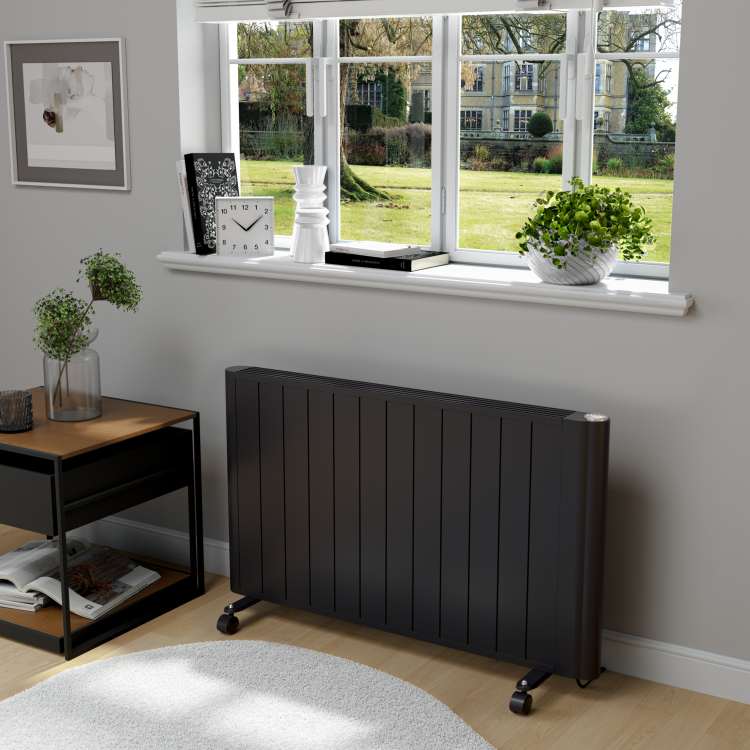 electriQ 2000W Smart Aluminium Electric Designer Radiator Sleek Black Wall Mounted - Energy Efficient Panel Heater - Image 2