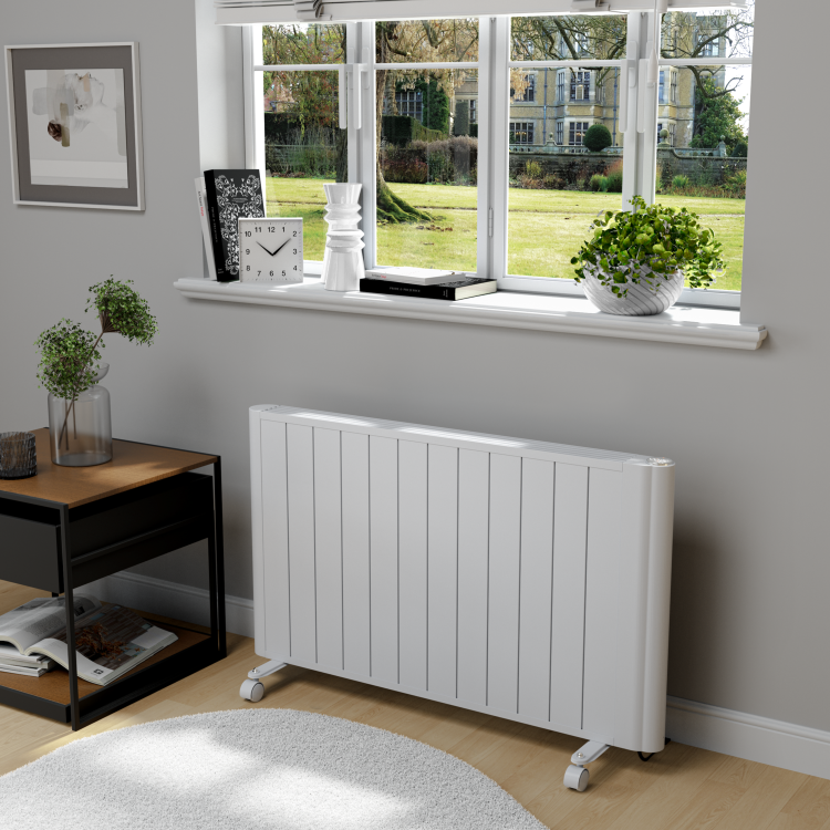 electriQ 2000W Smart WiFi Aluminium Electric Designer Radiator Gloss White Wall Mounted - Energy Efficient Panel Heater