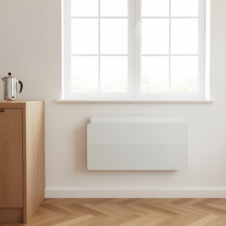 electriQ 2000W Smart Curved Designer Glass Panel Heater - Wall Mountable & Bathroom Safe - White - Image 2