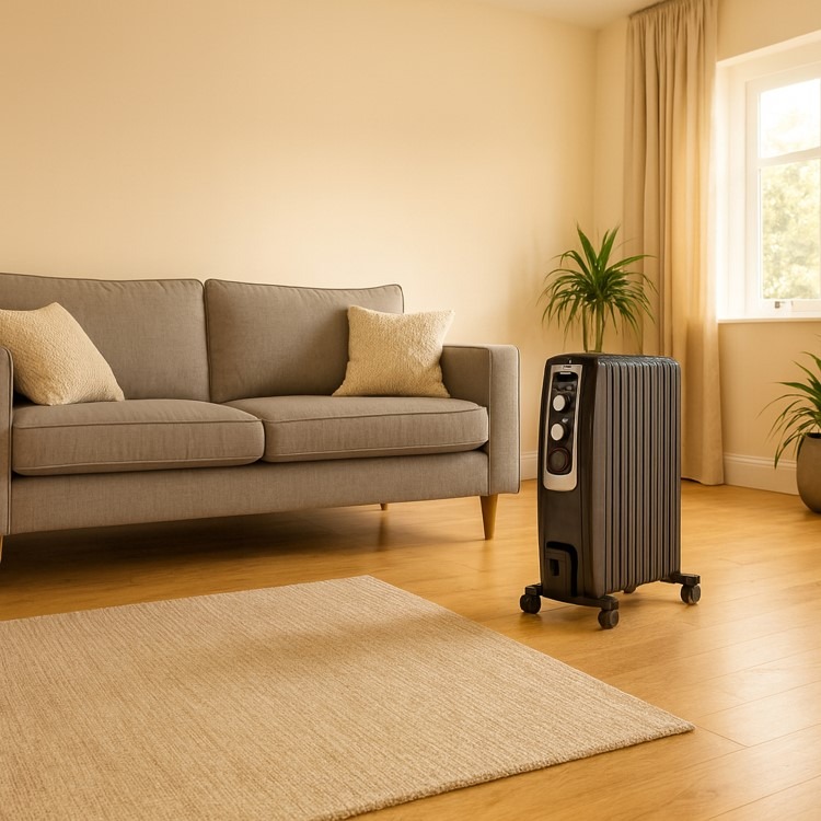 electriQ 2000W Oil Filled Radiator with Thermostat and 24 hr Timer - Black - Image 2