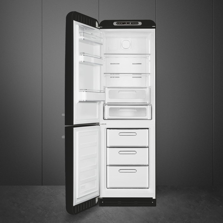 Smeg 331 Litre Fifties Style Left Hand Hinge 70/30 Fridge Freezer - Black - Image 2
