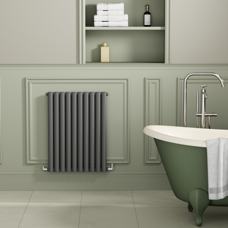 Sorrento Anthracite Horizontal Oval Designer Radiator 800x590mm Double Panel 3045 BTU - Image 2