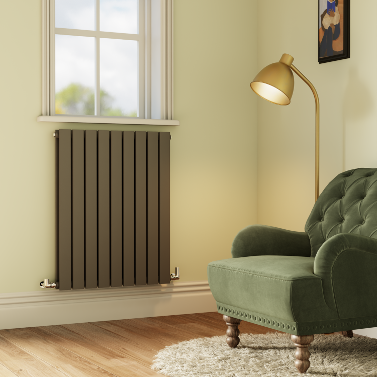 Riace Midnight Black Horizontal Flat Designer Radiator 800x612mm Double Panel 2970 BTU