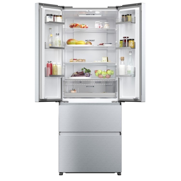 Haier FD 70 Series 5 446 Litre French Style American Fridge Freezer - Platinum Inox - Image 2