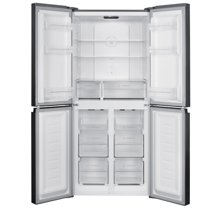Indesit Push&Go 421 Litre Four Door American Fridge Freezer - Grey - Image 2