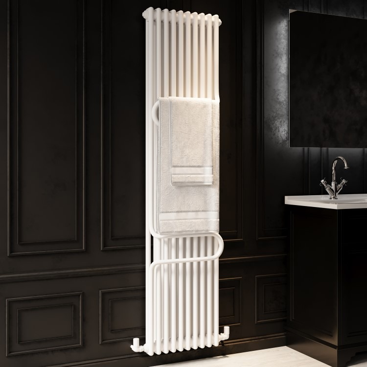 Vertical White Column Radiator with Towel Bars 1800 x 460mm - Nevis - Image 2