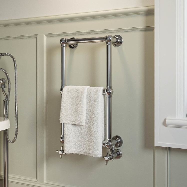Chrome Vertical Traditional Towel Radiator 700 x 400mm - Regent - Image 2