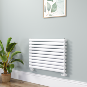 Sorrento Linea White Oval Designer Radiator 590x800mm Double Panel 3024 BTU - Horizontal Bars