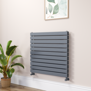 Riace Linea Dark Grey Anthracite Flat Designer Radiator 770x800mm Double Panel 3720 BTU - Horizontal Bars