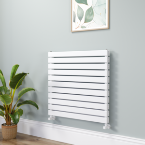 Riace Linea White Flat Designer Radiator 770x800mm Double Panel 3720 BTU - Horizontal Bars