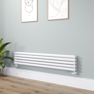 Sorrento Linea White Oval Designer Radiator 295x1600mm Double Panel 2836 BTU - Horizontal Bars