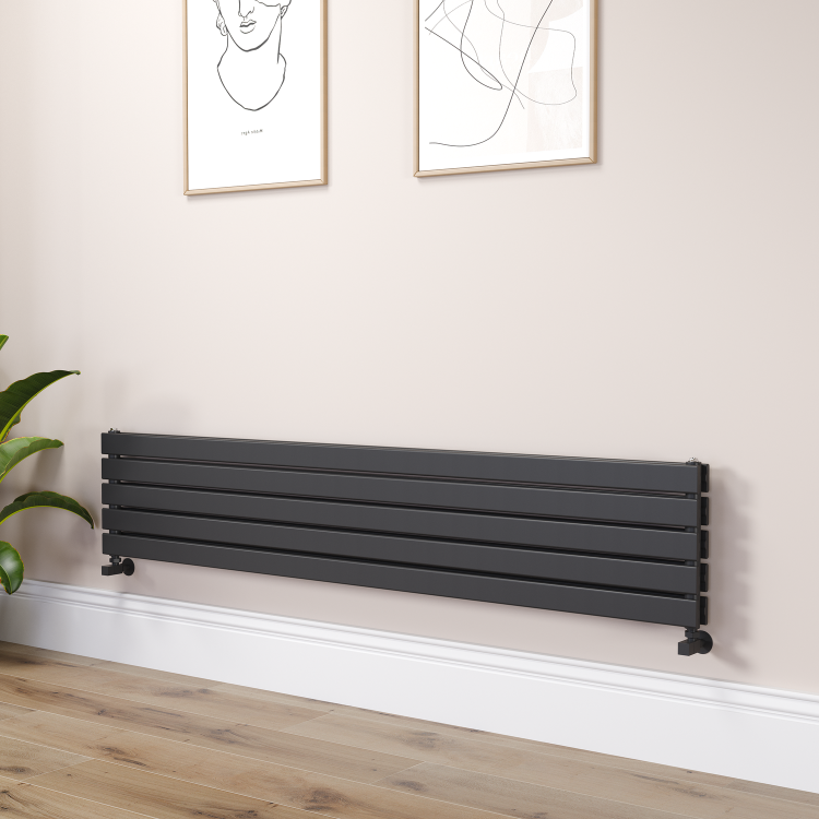 Ventura Linea White Oval Unique Designer Radiator 455x800mm Single Panel 1887 BTU - Horizontal Bars