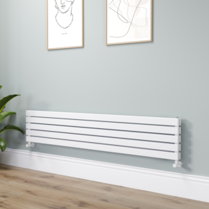 Riace Linea Midnight Black Flat Designer Radiator 630x1200mm Single Panel 2881 BTU - Horizontal Bars