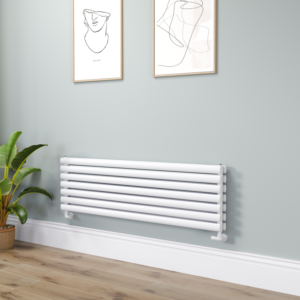 Sorrento Linea White Oval Designer Radiator 767x800mm Single Panel 2577 BTU - Horizontal Bars