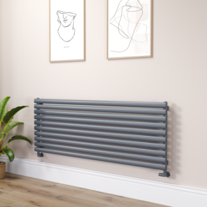 Sorrento Linea Dark Grey Anthracite Oval Designer Radiator 590x1600mm Single Panel 3782 BTU - Horizontal Bars