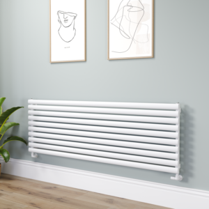 Sorrento Linea White Oval Designer Radiator 590x1800mm Single Panel 4256 BTU - Horizontal Bars