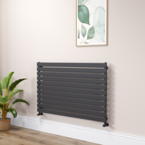 Riace Linea Midnight Black Flat Designer Radiator 770x1200mm Single Panel 3519 BTU - Horizontal Bars