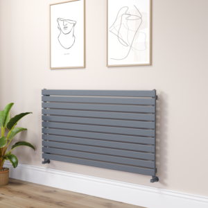 Riace Linea Dark Grey Anthracite Flat Designer Radiator 770x1400mm Single Panel 4072 BTU - Horizontal Bars