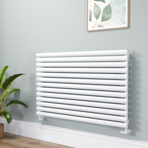 Sorrento Linea White Oval Designer Radiator 767x1200mm Single Panel 3724 BTU - Horizontal Bars