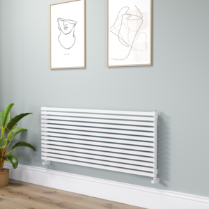 Ravello Linea White Square Designer Radiator 585x1400mm Single Panel 3782 BTU - Horizontal Bars
