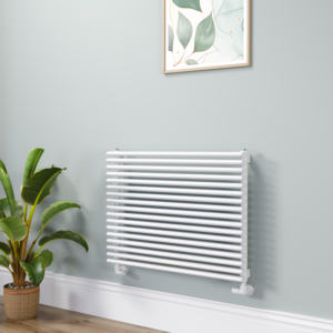 Ventura Linea White Oval Unique Designer Radiator 595x800mm Single Panel 2386 BTU - Horizontal Bars