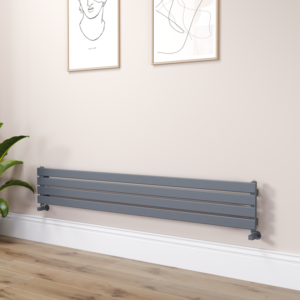 Riace Linea Dark Grey Anthracite Flat Designer Radiator 280x1800mm Single Panel 1898 BTU - Horizontal Bars