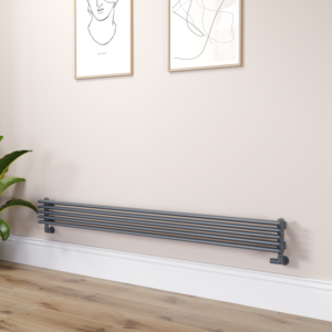 Ventura Linea Dark Grey Anthracite Oval Unique Designer Radiator 175x1800mm Single Panel 1754 BTU - Horizontal Bars
