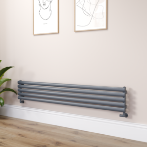 Sorrento Linea Dark Grey Anthracite Oval Designer Radiator 295x1800mm Single Panel 2126 BTU - Horizontal Bars