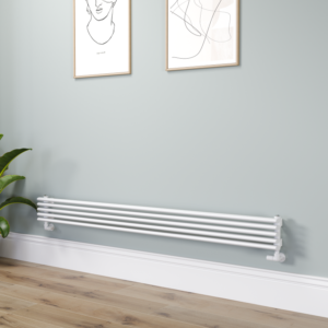 Sorrento Linea White Oval Designer Radiator 295x1200mm Double Panel 2177 BTU - Horizontal Bars