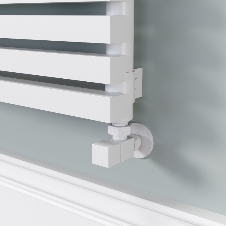 Ravello Linea White Square Designer Radiator 315x1400mm Single Panel 2034 BTU - Horizontal Bars - Image 2