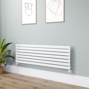 Riace Linea White Flat Designer Radiator 490x1600mm Single Panel 2952 BTU - Horizontal Bars