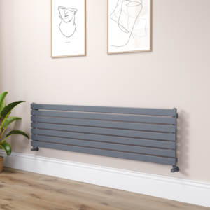 Riace Linea Dark Grey Anthracite Flat Designer Radiator 490x1800mm Single Panel 3317 BTU - Horizontal Bars