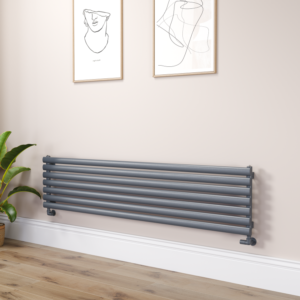 Sorrento Linea Dark Grey Anthracite Oval Designer Radiator 413x1800mm Single Panel 2980 BTU - Horizontal Bars