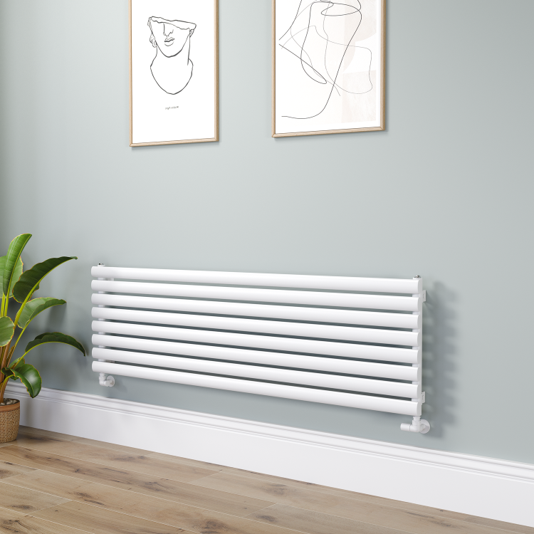 Riace Linea Midnight Black Flat Designer Radiator 630x1200mm Single Panel 2881 BTU - Horizontal Bars