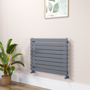 Riace Linea Dark Grey Anthracite Flat Designer Radiator 630x800mm Single Panel 1990 BTU - Horizontal Bars