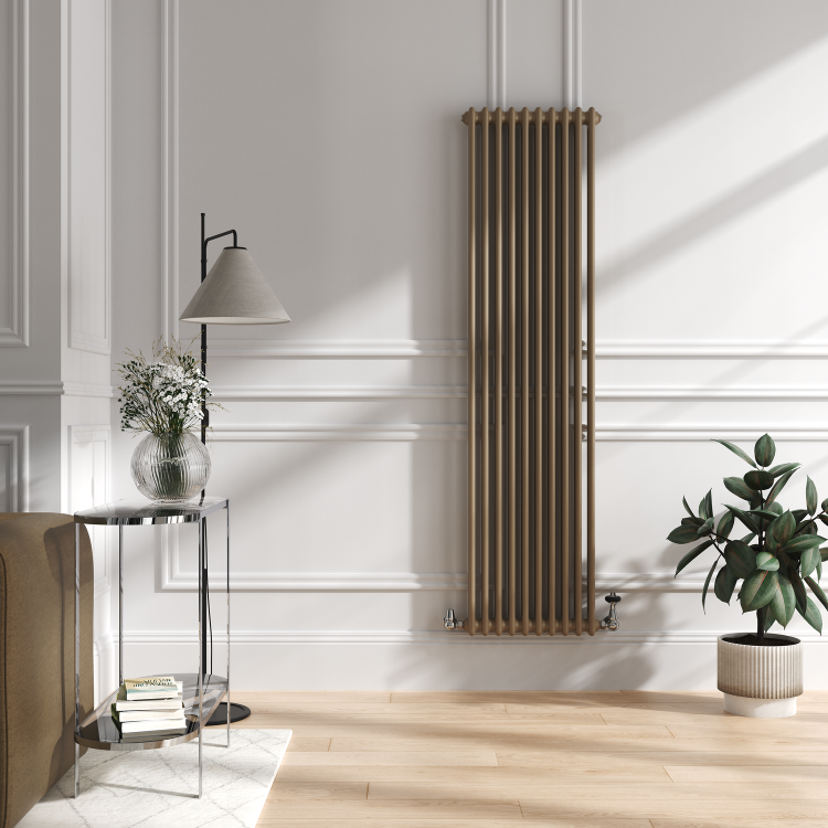 Reggio Beige grey Vertical Double Column Traditional Radiator 1800x470mm 4399 BTU - Cast Iron Style - Image 2