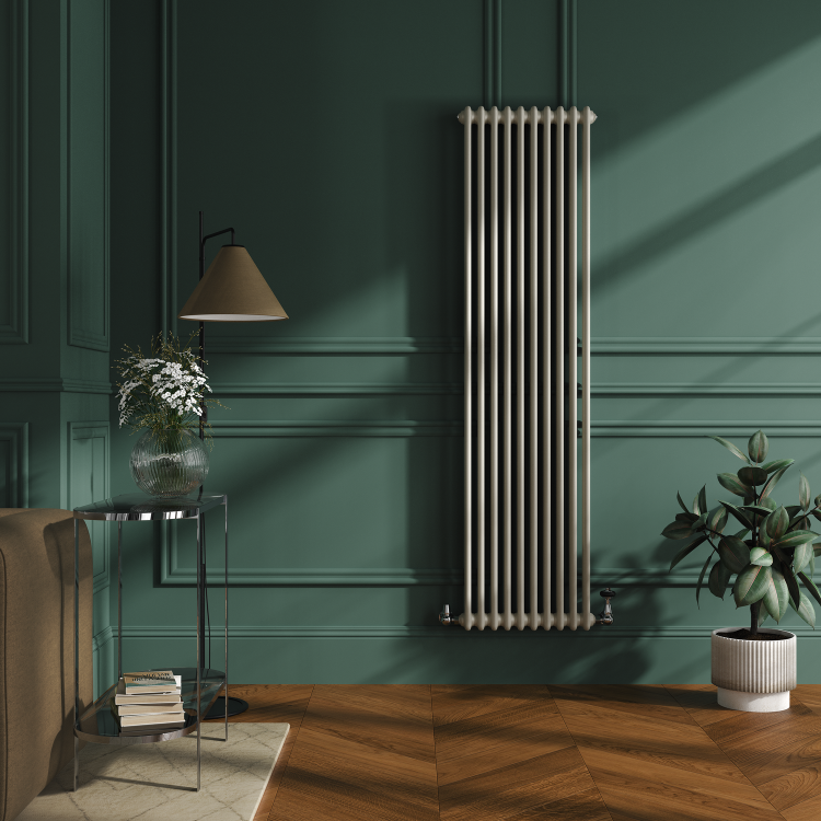 Reggio Linen Vertical Double Column Traditional Radiator 1800x470mm 4399 BTU - Cast Iron Style - Image 2