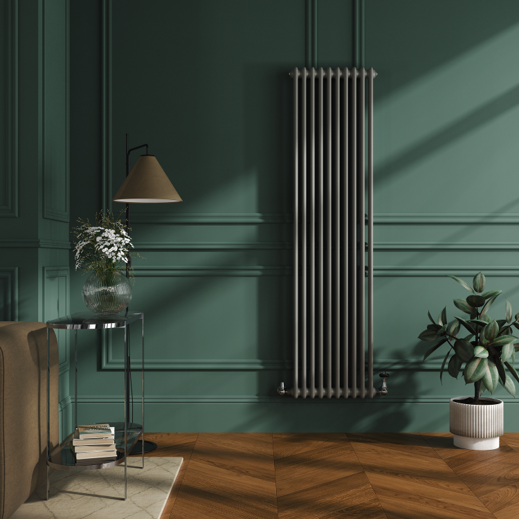 Reggio Smoked Stone Vertical Double Column Traditional Radiator 1800x470mm 4399 BTU - Cast Iron Style - Image 2