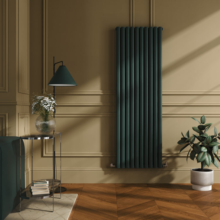 Sorrento Evergreen Vertical Oval Designer Radiator 1800x590mm Double Panel 6229 BTU - Image 2