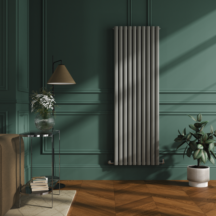 Sorrento Smoked Stone Vertical Oval Designer Radiator 1800x590mm Double Panel 6229 BTU