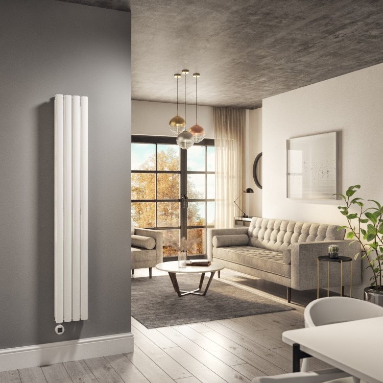 White Vertical Smart Electric Radiator with Wi-Fi Thermostat - 1200W - Double Panel H1600xW236mm - Bathroom Safe - Image 5