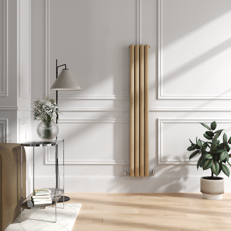 Sorrento Elk brown Vertical Oval Designer Radiator 1600x236mm Double Panel 2234 BTU - Image 2