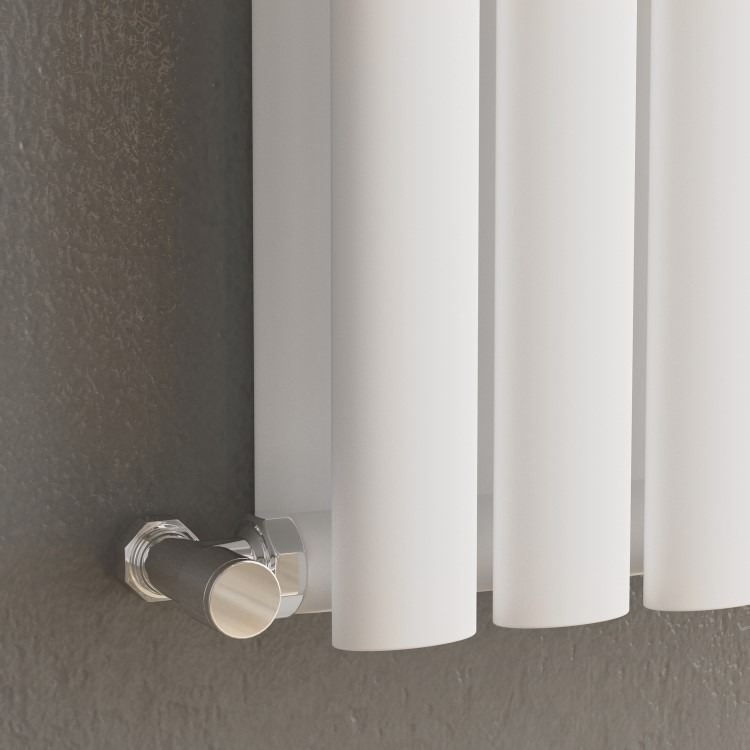 Sorrento White Vertical Oval Designer Radiator 1600x236mm Double Panel 2234 BTU - Image 2