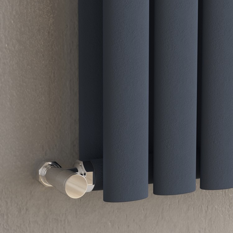 Sorrento Anthracite Vertical Oval Designer Radiator 1600x354mm Double Panel 3351 BTU - Image 2